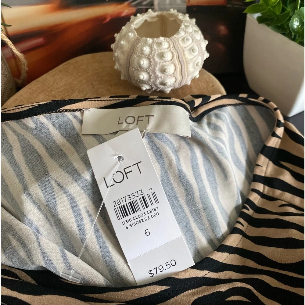 🆕 LOFT Dress in Black/Tan Zebra Pattern, Size 6 - Picture 7 of 12